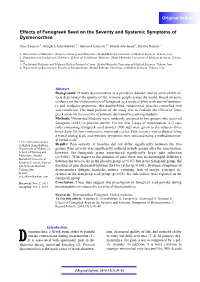 Effects of Fenugreek Seed on the Severity and Systemic Symptoms of Dysmenorrhea