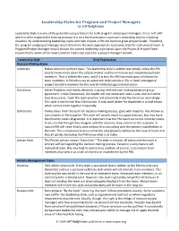 Leadership Styles for Program and Project Managers by Jeff Hodgkinson