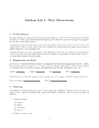 Outdoor Lab 3 - First Observations