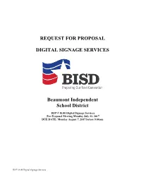 REQUEST for PROPOSAL DIGITAL SIGNAGE SERVICES Beaumont