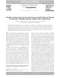 Strategies for Improving Long-Term Outcomes in Cognitive Behavioral Therapy for Obsessive-Compulsive Disorder: Insights from Learning Theory