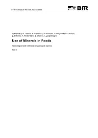 Use of Minerals in Foods