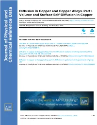 Diffusion in Copper and Copper Alloys. Part I. Volume and Surface Self-Diffusion in Copper