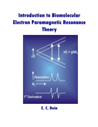 Introduction to Biomolecular Electron Paramagnetic Resonance Theory