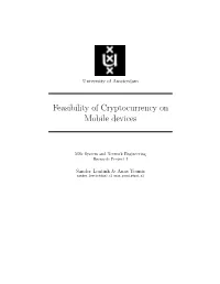 Feasibility of Cryptocurrency on Mobile Devices