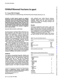 Orbital Blowout Fractures in Sport