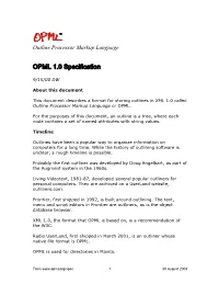 Outlin Processor Markup Language OPML 1.0 Specification