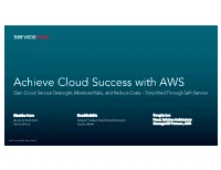 Servicenow Cloud Success AWS 15MAR Webinar