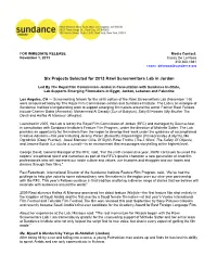 Six Projects Selected for 2013 Rawi Screenwriters Lab in Jordan