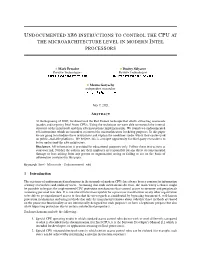 Undocumented X86 Instructions to Control the CPU at the Microarchitecture Level