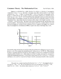 Consumer Theory: the Mathematical Core Dan Mcfadden, 100A