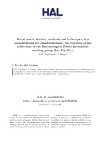 Forest Insect Studies: Methods and Techniques, Key Considerations for Standardisation