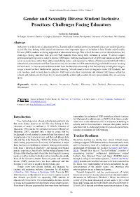 Gender and Sexuality Diverse Student Inclusive Practices: Challenges Facing Educators