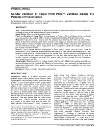 Gender Variation of Finger Print Pattern Variation Among the Patients of Poliomyelitis