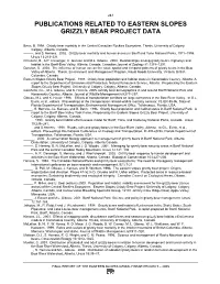 Publications Related to Eastern Slopes Grizzly Bear Project Data