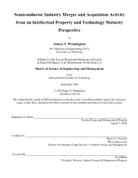 Semiconductor Industry Merger and Acquisition Activity from an Intellectual Property and Technology Maturity Perspective