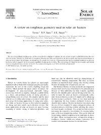 A Review on Roughness Geometry Used in Solar Air Heaters