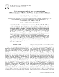 I. Measurements of Pges, Re, Mo, W, and Au in Meteoritic Fe-Ni Metal