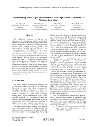 Implementing Scaled-Agile Frameworks at Non-Digital Born Companies - a Multiple Case Study
