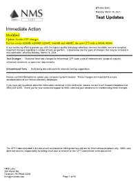 Test Update Immediate Action Notification