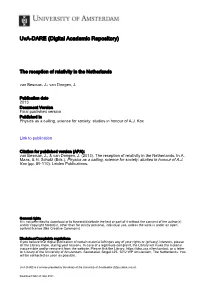 The Reception of Relativity in the Netherlands Van Besouw, J.; Van Dongen, J