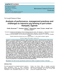 Analysis of Performance, Management Practices and Challenges to Intensive Pig Farming in Peri-Urban Kampala, Uganda