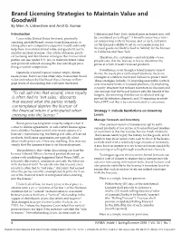 Brand Licensing Strategies to Maintain Value and Goodwill by Marc A