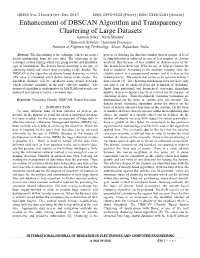 Enhancement of DBSCAN Algorithm and Transparency Clustering Of
