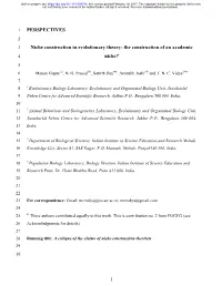 Niche Construction in Evolutionary Theory: the Construction of an Academic 4 Niche? 5 6 Manan Gupta1,2, N