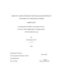 Sport Development in Kuwait: Perception of Stakeholders On