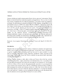 Antitumor Activity of Turnera Subulata Sm. (Turneraceae) in Hep G2 Cancer Cell Line Abstract Turnera Subulata Are Bright Common
