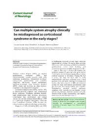 Can Multiple System Atrophy Clinically Be Misdiagnosed As Corticobasal
