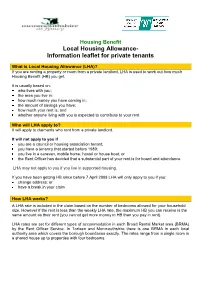 Local Housing Allowance-Summary