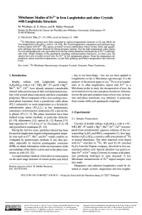 Mössbauer Studies of Fe2+ in Iron Langbeinites and Other Crystals with Langbeinite Structure M