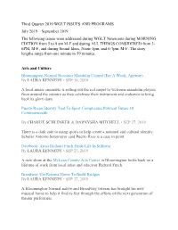 Third Quarter 2019 WGLT ISSUES and PROGRAMS July 2019