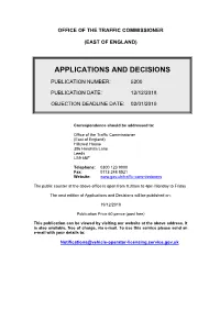 Applications and Decisions for England