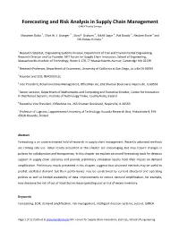 Forecasting and Risk Analysis in Supply Chain Management GARCH Proof of Concept