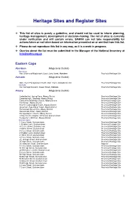 Heritage Sites and Register Sites