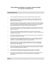 How to Write and Publish an Academic Research Paper 101 Tips from Journalprep.Com