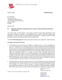 March 27, 2018 Filed Electronically Mr. Chris Seidl Secretary General