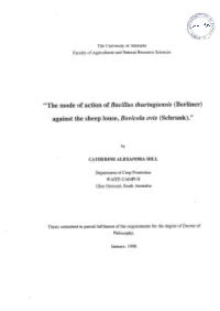 "The Mode of Action of Bacillus Thuringiensis (Berliner) Against The