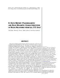 8. Data Report: Paleomagnetic and Rock Magnetic Characterization of Rocks Recovered from Leg 173 Sites1