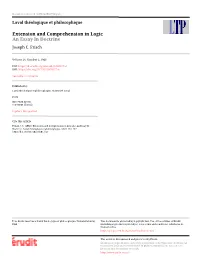 Extension and Comprehension in Logic: an Essay in Doctrine