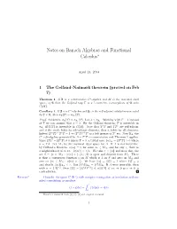 Notes on Banach Algebras and Functional Calculus∗