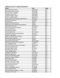 Schools Using Touchstones in US 2000