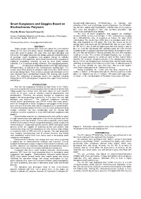 Smart Sunglasses and Goggles Based on Electrochromic Polymers