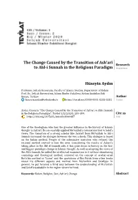 The Change Caused by the Transition of Ash'arî to Ahl-I Sunnah in The