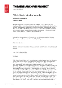 Valerie West – Interview Transcript