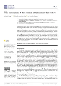 Wine Experiences: a Review from a Multisensory Perspective