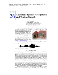 26Automatic Speech Recognition and Text-To-Speech